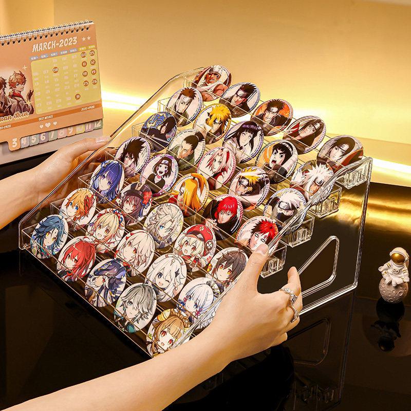 Baji Brooch Display Rack: Transparent Anime Badge Storage Box