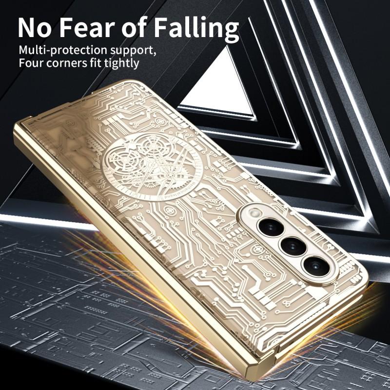 Magnetic Snap-on Phone Case Galaxy Z Fold 6 5 4 3 Shockproof PC Cover With Electroplating Finish