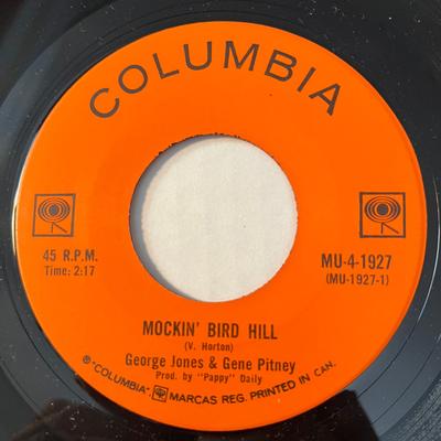 7-дюймовая пластинка GEORGE JONES 2 GENE PITNEY Mockin Bird Hill As Long As I Li MU41927 Columbia 1966 Канада CountryFolk Б/у