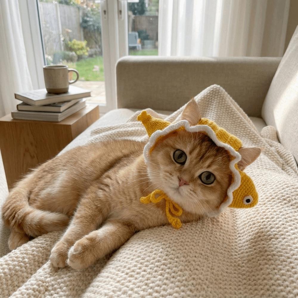 Breathable Cat Knitted Hat Warm Winter Dog Cap Funny Pet Cosplay Headwear Cosplay