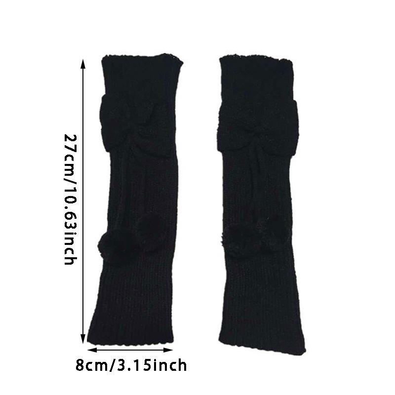 Women Girls Fashion Knitted Leg Warmers Cable Knit Footless Boot Socks Winter Kawaii Leg Sleeves with Balls