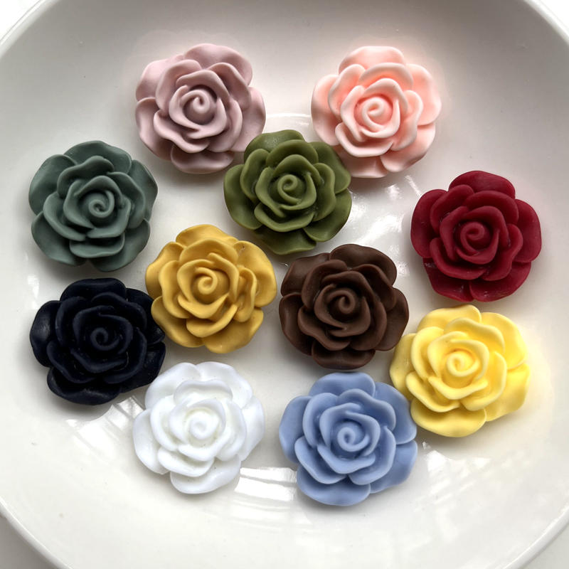 10pcs Beautiful Rose Resin Rhinestone Wedding Decoration Flower Scrapbook Jewelry Making Accessories DIY Resin Flat Back