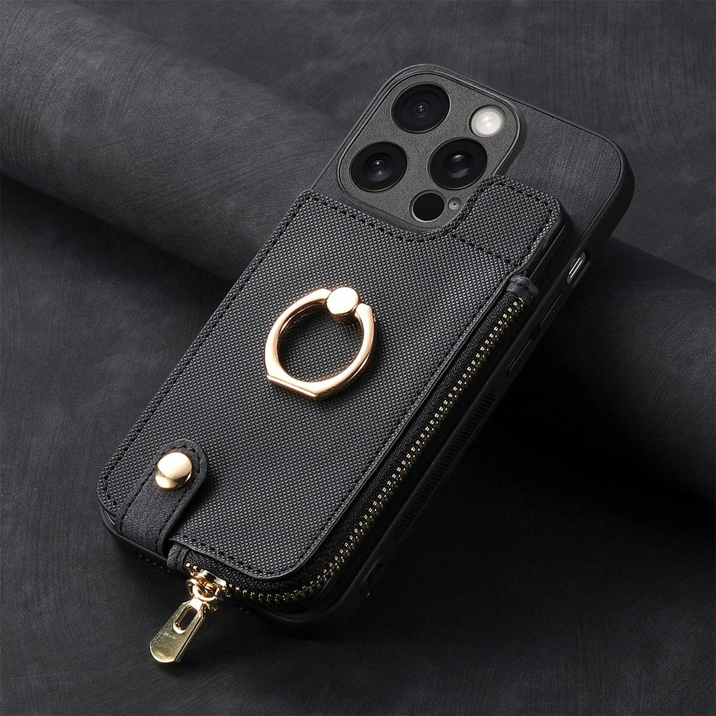 Магнитный кошелек с отделением для карт с откидным кольцом-держателем на молнии кожаный чехол для iPhone 15 14Plus 13 12 11Pro Max для Samsung S23 S22 S21 S20 Ultra Plus A14 A54 A53