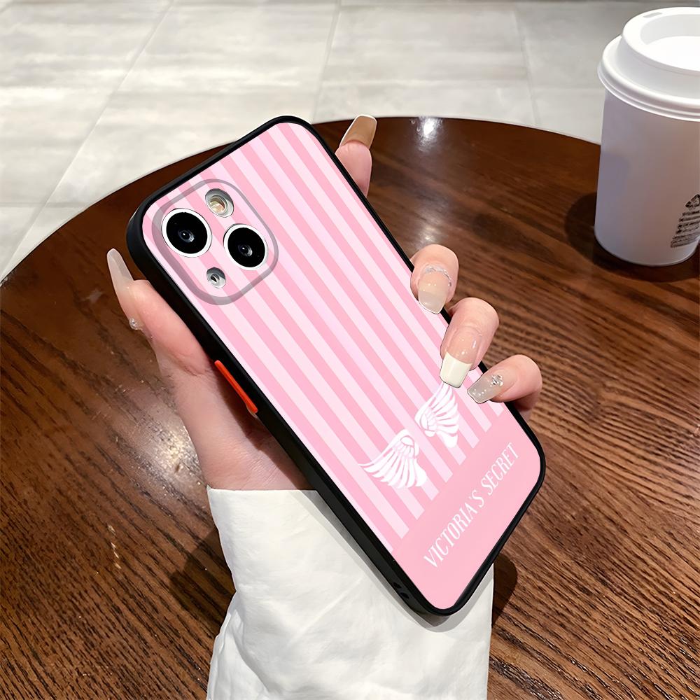 MINISO VVictorias Pink Secret Чехол для телефона для iPhone 17 16 15 14 Max 13 12mini 11 Матовая полупрозрачная задняя крышка