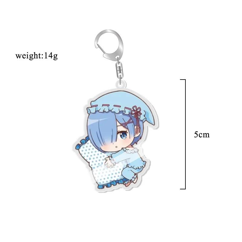 Anime Re:life in a Different World from Zero keychain Kawaii Rem Ram Acrylic Key Chain Cartoon Figures Pendant Cosplay Jewelry