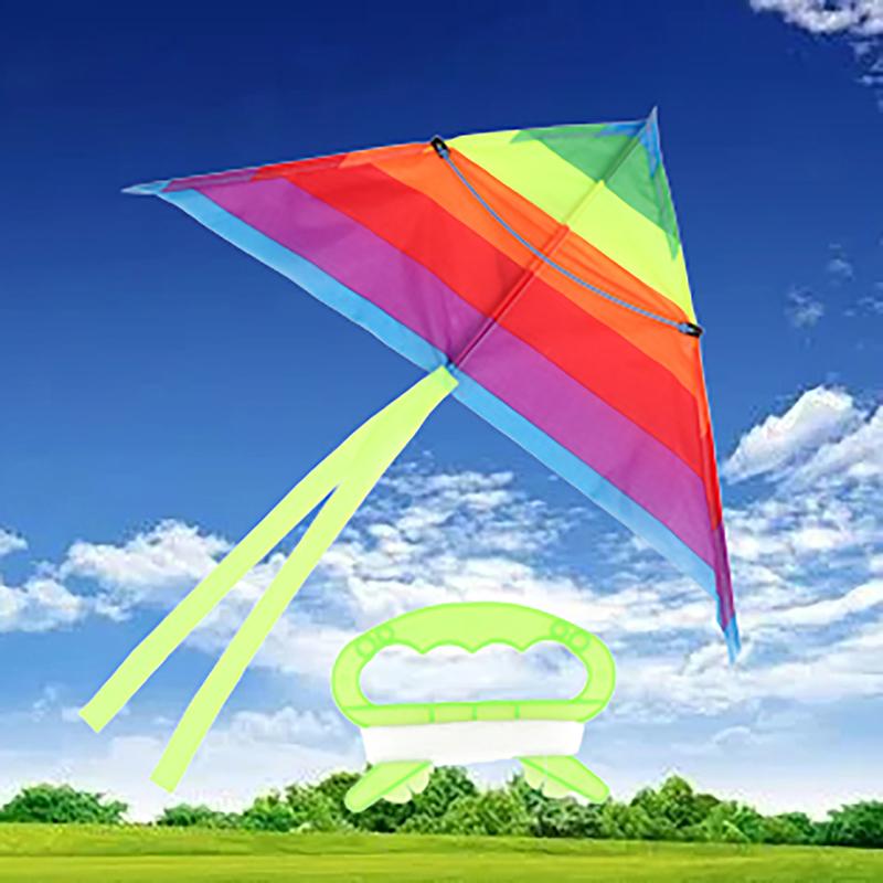 Colorful Triangle Rainbow Kite Flying Toys Kite For Children Kids With 30M Kite String Outdoor Fun Sports Kites Toys