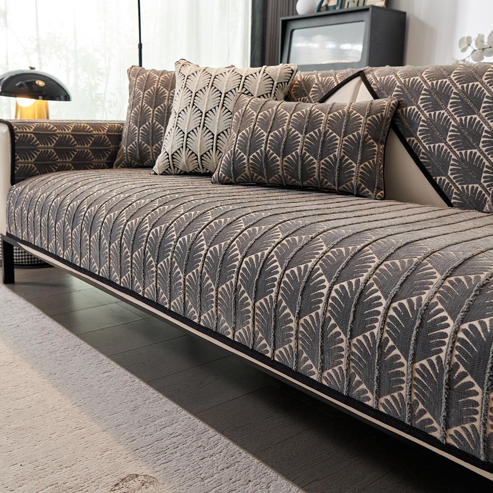 Премиальная жаккардовая подушка для дивана из шенилла Универсальная для всех сезонов Новая подушка для сиденья Нескользящий чехол Чехол Ткань Полотенце