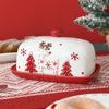 Nordic Ceramic Butter Dish Elk Santa Claus Sweets Cakes Desserts Plate Butter Plates Christmas Food Tray Cheese Tray Tableware