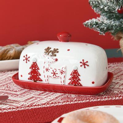 Керамическая масленка Nordic Elk Santa Claus Сладости Торты Десерты Масленки Рождественский поднос для еды Сырная подставка Посуда