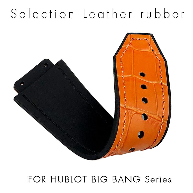 19x26 мм Настоящая Коровья Кожа Ремешок для Часов Подходит для Hublot Yubo Big Bang Мужские Classic Fusion Силиконовый Влагостойкий Ремешок для Часов
