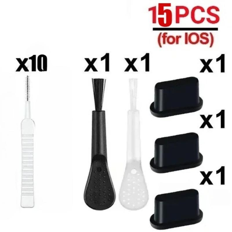 10/5/1Pcs Charging Port Dust Plug with Cleaning Brush for iPhone 15 14 13 12 Pro Max Plus Samsung Xiaomi IOS Type C Cleaner Set