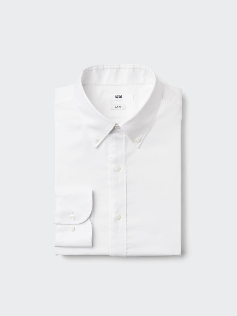 Uniqlo Япония Тонкая Оксфордская Рубашка Slim На Пуговицах Без Кармана