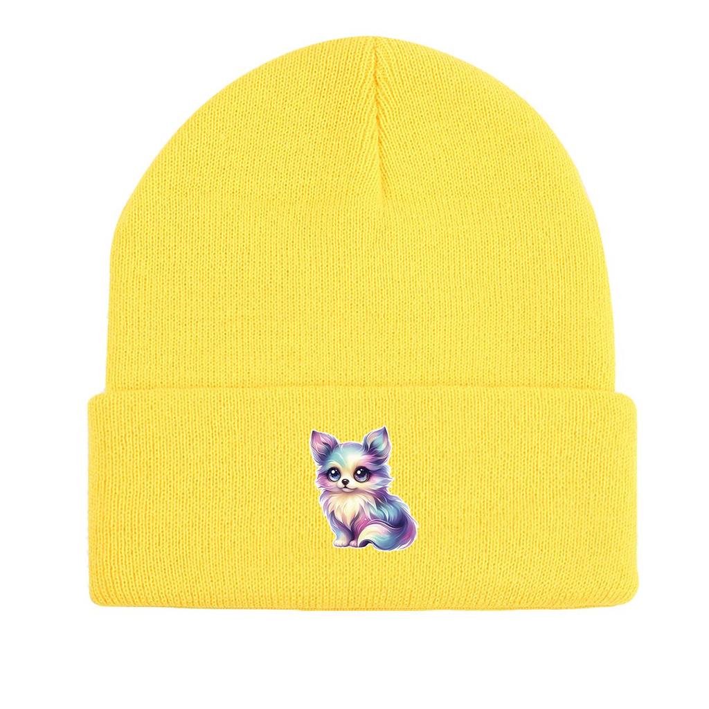 Miraculous Fox Winter Knitted Cap Beanie, Animal Skull Cap Fit Elastic Sporting Bonnet Knit Hat Beanie