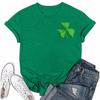 St. Patrick's Adult  Green Crew-neck Short-sleeved Printed Green Three-leaf T-shirt