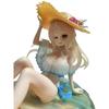 Anime Straw Hat Girl Figure 15cm PVC Beach Sitting Pose Statue With Mini Companion Desktop Decor For Anime Game Otaku Collection