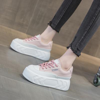 Женские туфли Inner Increase Bread Shoes Spring Thick Leather Casual Platform Shoes Small White Shoes