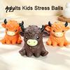Relaxing Hand Therapy Toys Highland Cow Stress Relief Toy, Squeezable Cattle Sensory Soft Calming Toy Ball Fidget for Office Home and Classroom