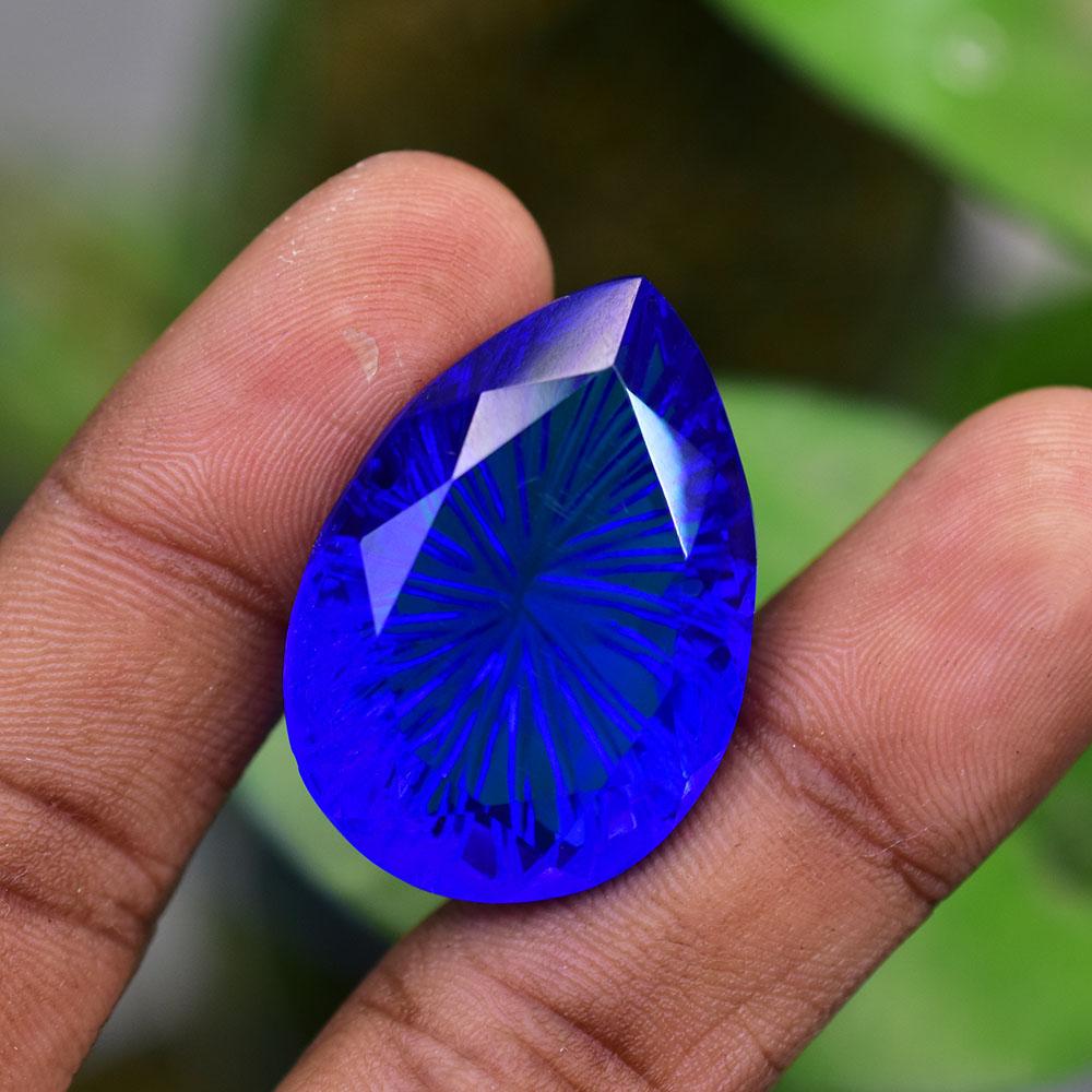 Lab-Created Blue Tanzanite Loose Gemstone 54.35 ct Pear Cut for Collection for Jewelry Designs