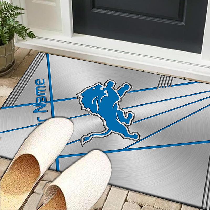 Custom NameDetroit-Lions Team Carpet, Indoor Rug, Chair Rug, Living Rooms, Doormat Made From Polyester Home Decor Birthday Christmas Gifts