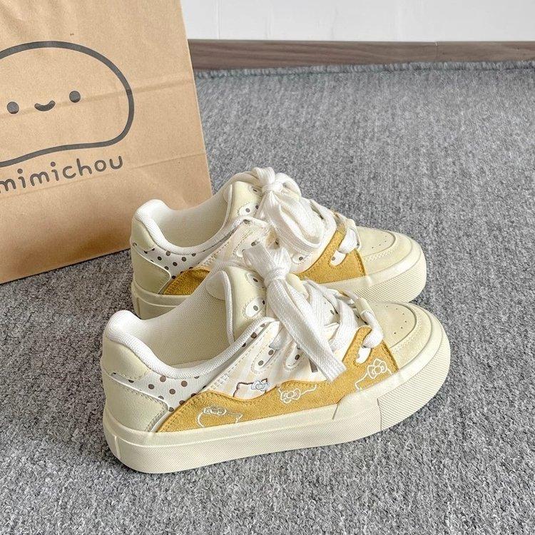 Корейская версия повседневной обуви для женщин весна-лето 2025 года, новые универсальные туфли на платформе, белые туфли на платформе