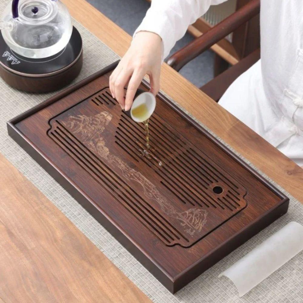Detachable Chinese Kungfu Tea Tray Bamboo Drain Tea Table Tea Drainage Board Easy To Clean