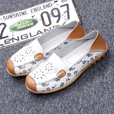 Мода Мода Ретро Женская обувь Весна Новые Туфли-лодочки с круглым носком на плоской подошве Простая женская повседневная обувь Противоскользящие Принтованные Женские лоферы