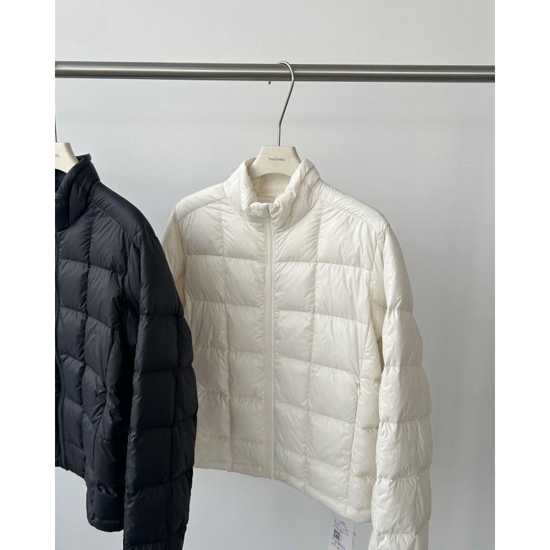 Womens Lightweight Down Jacket Winter Warm Slim Fit Stand Collar White Duck Coat Daily Commute