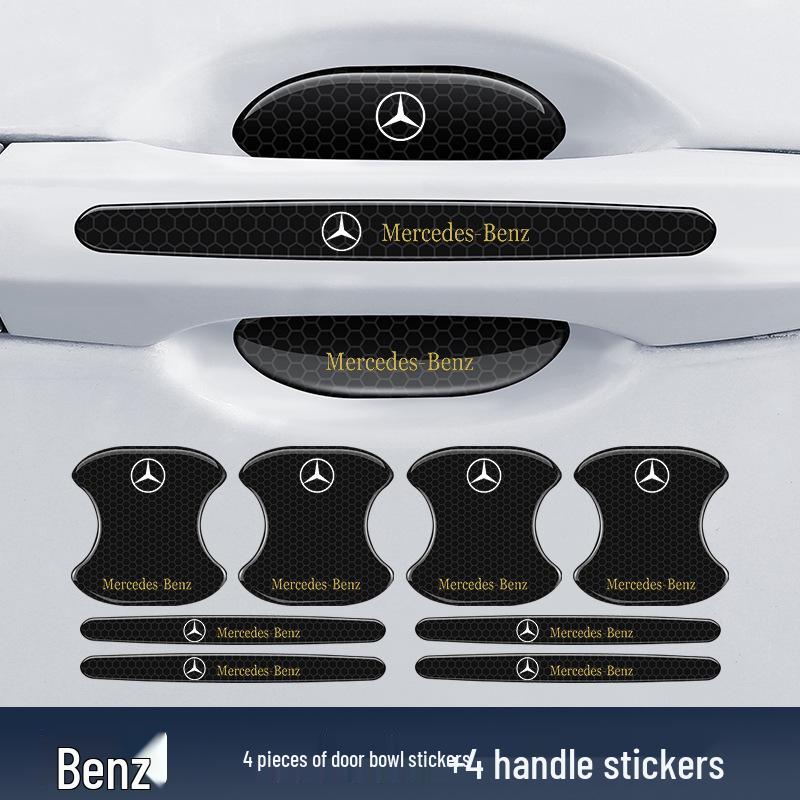 Защитная светоотражающая ромбовидная наклейка на дверную ручку автомобиля - Защита от столкновений и царапин, Черная