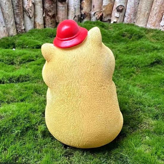 2 Pcs Hamster Figurine Resin Hamster Eating Cheese Statue Cartoon Animal Ornament for Home Office Desk Car Dashboard Decoration