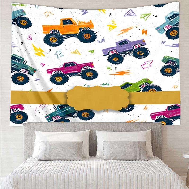 Truck Print Tapestry, Backdrop, Easy Setup, Ideal for Bedroom, Office & Living Room, with Aesthetic Wall Hanging Decor.