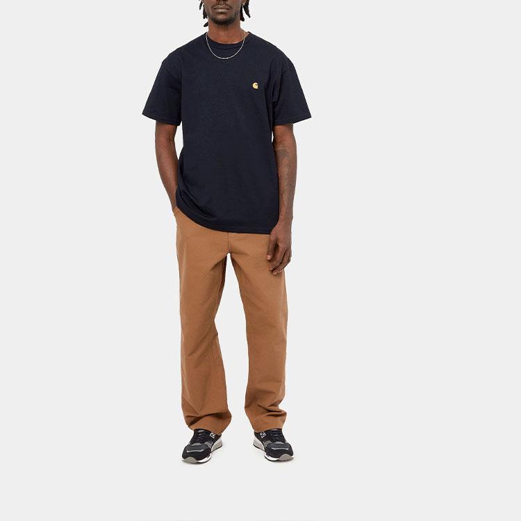 Carhartt WIP Футболка S/S Chase Темно-синий/Золотой Мужская Уличная одежда I026391-00H-XX