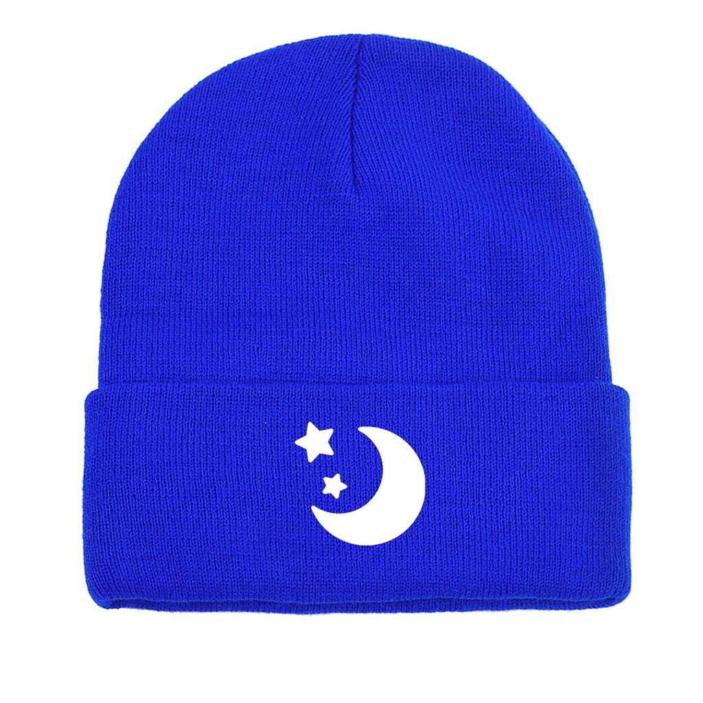 Белая луна звезды зимняя вязаная шапка шапка, шапка с черепом уютная манжета простые шапки с помпоном вязаная шапка шапка