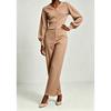 Womens 2-Piece Suit Set V-Neck Long Sleeve Blazer Straight Leg Pants Office Party