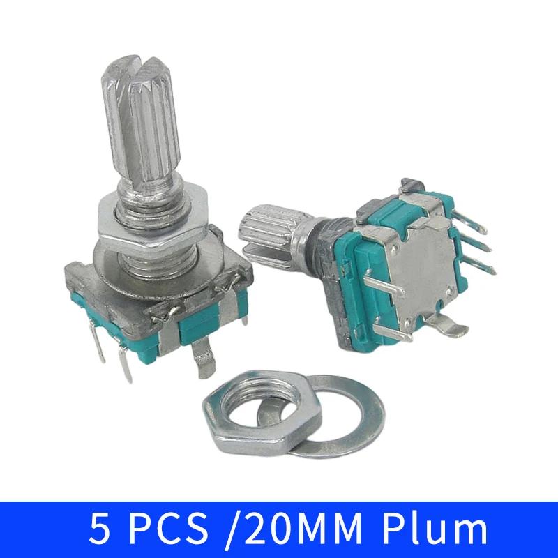 5 шт./лот 20-позиционный 360-градусный поворотный энкодер EC11 с кнопкой, 5-контактной ручкой длиной 15/20 мм со встроенным кнопочным переключателем