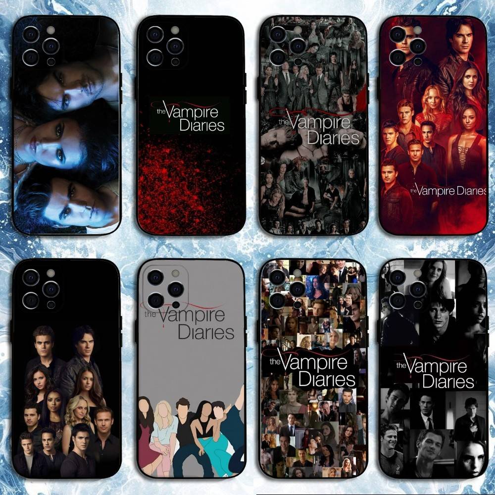 Чехол для телефона Дневники вампира Для iPhone17,16,15,14,13,12,11 Plus,Pro Max, Мягкий силиконовый черный чехол