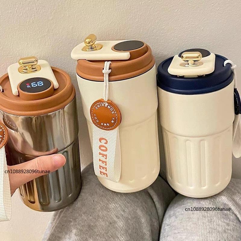 Интеллектуальный цифровой светодиодный дисплей температуры, кофейная чашка, термобутылка из нержавеющей стали, сохраняет холод и тепло, термокружка, спортивная чашка