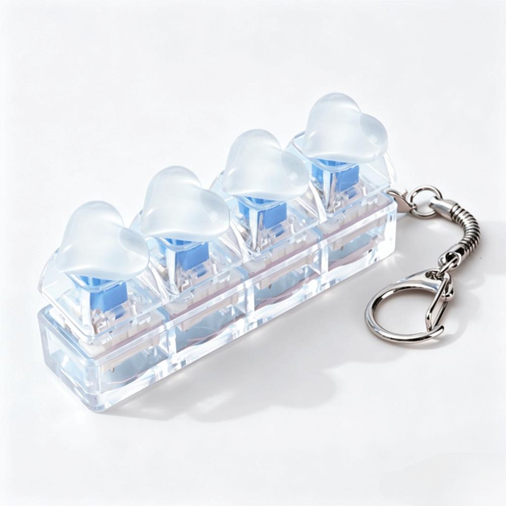 Heart Heart Keycap Fidget Keychain Crystal Clicker Button Keycap Keychain Adults