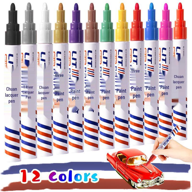 12-Color Waterproof Paint Touch-Up Pen - Durable, Easy Application, Fade-Resistant, and Industrial-Grade Oily Marker