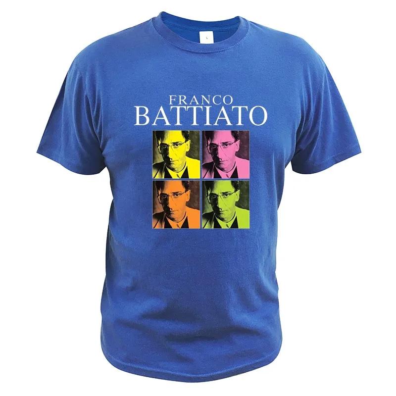Franco Battiato T Shirt For Men Progressive Rock Celebrative Commemorative Rip TShirts Summer Premium 100 Cotton Top EU Size
