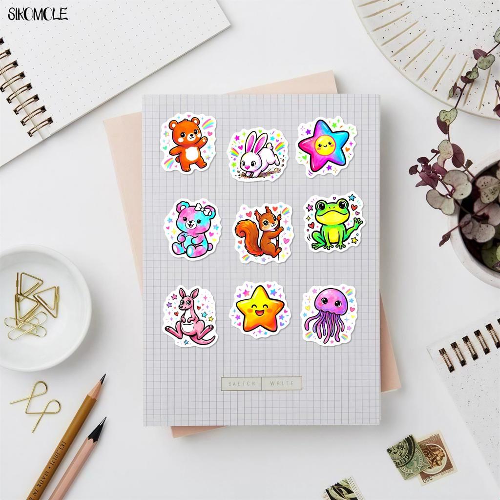 10 30 50Pcs Cartoon Animal Cute Stickers Shining Food Diy Book Skateboard Guitar Luggage Suitcase Decoration Graffiti Sticker