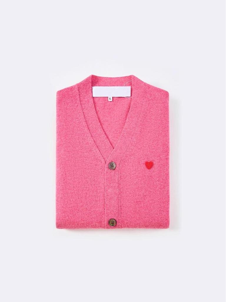 Unisex V-Neck Heart Kawakubo Wool Cardigan Sweater