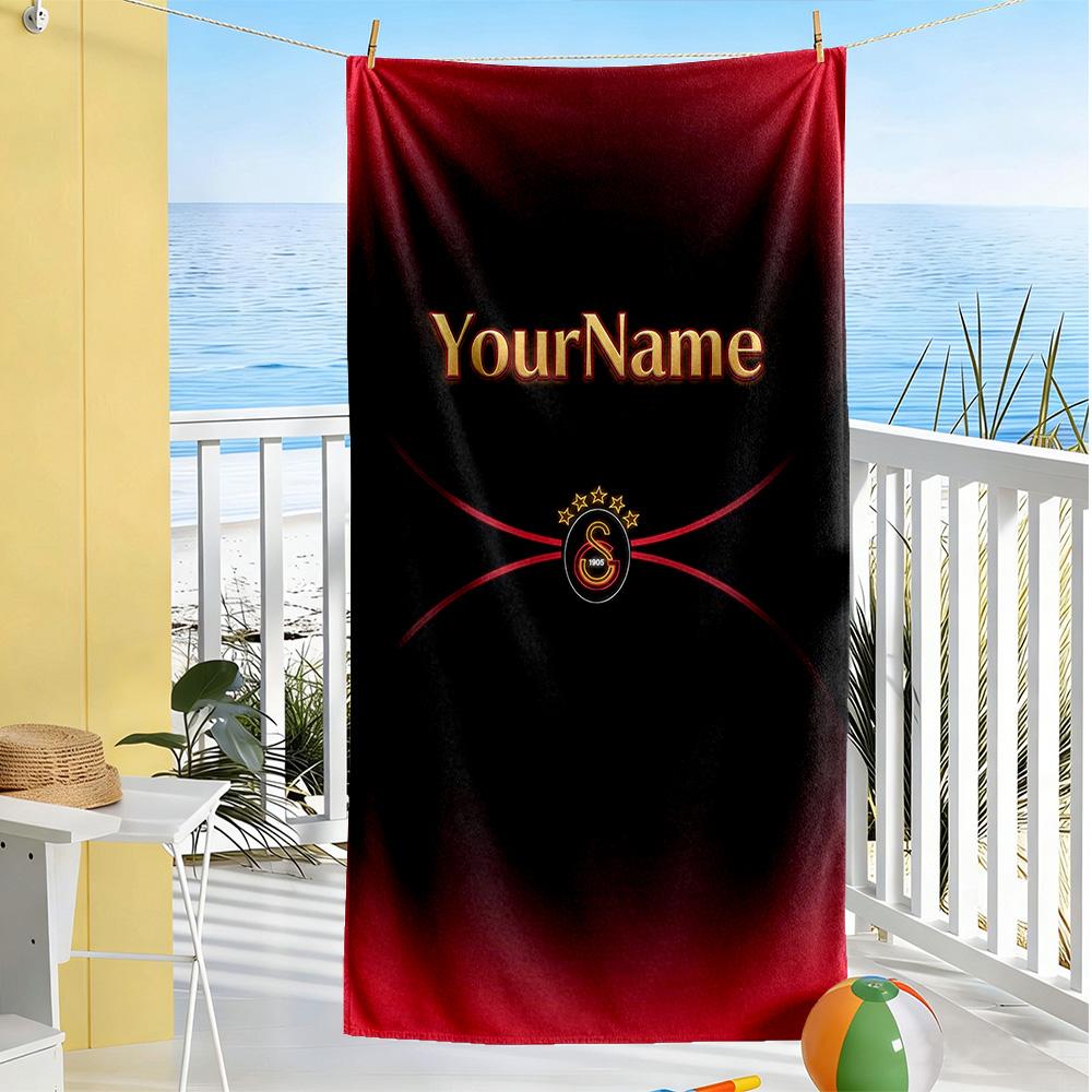 Galatasaray Customize Text Beach Towel Super Soft & Absorbent Ideal for Travel Outdoor Swim Pool Yoga Surf Camping Hiking Gym Gift Holiday