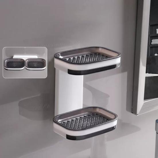 Мыльница Двухслойная Мыльница для душа с Сильной Присоской Легко Устанавливается Без Сверления Настенная Мыльница