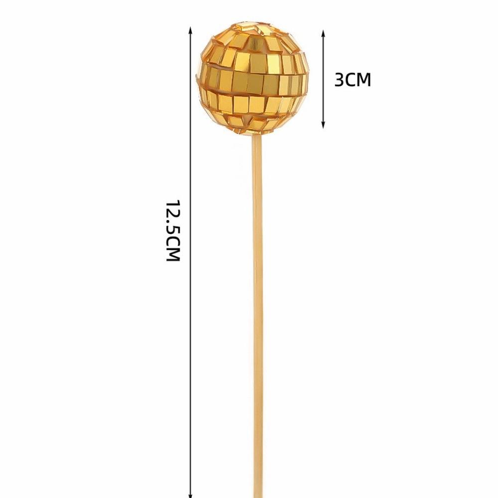 Retro Disco Ball Cake Toppers 70s 80s Style With Wooden Stick Cake Decoration Baking 3cm Cake Card Insert Wedding Decor Supplies