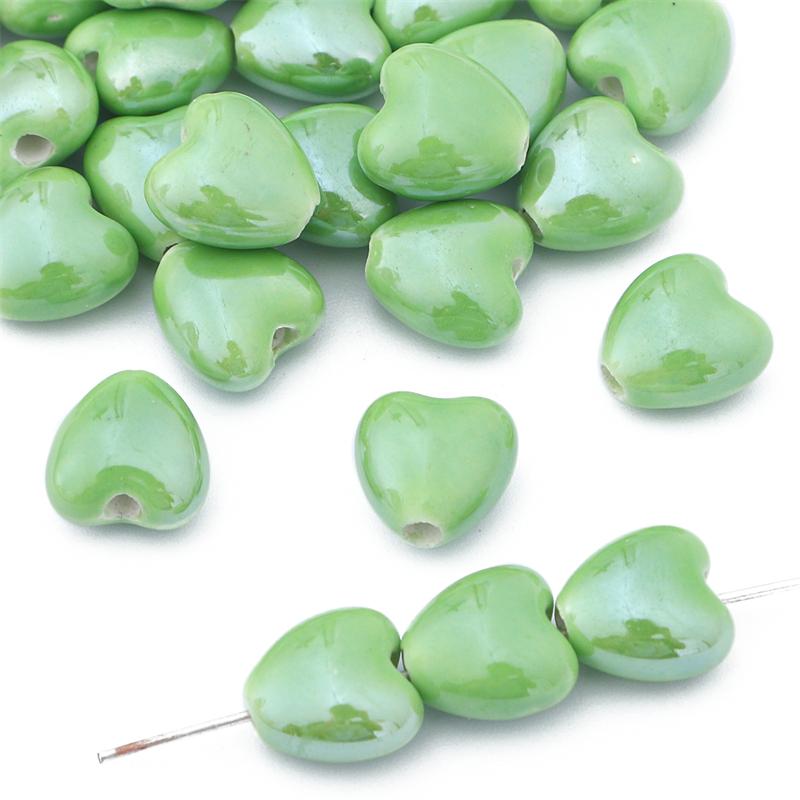 10 шт./пакет 10 мм, красочные керамические бусины ручной работы в форме сердца, фарфоровые бусины-разделители для браслетов, ожерелий, DIY ювелирных изделий, ремесленное изготовление