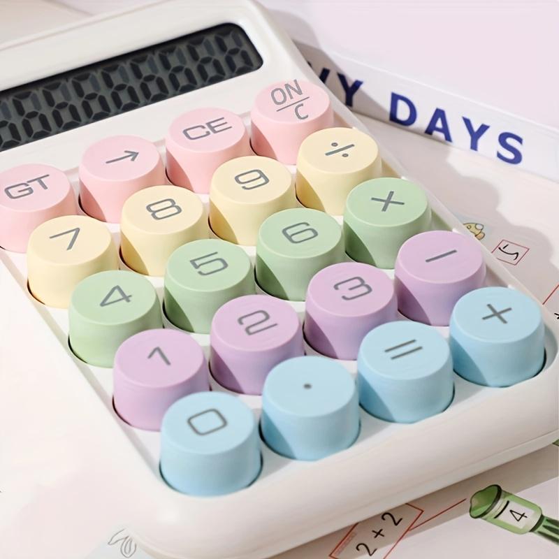 1pcs Colorful Desktop Office Calculator - Mechanical Keyboard/12-Digit Display Screen/LED Large Screen Display/Dopamine Color Design/Reusable