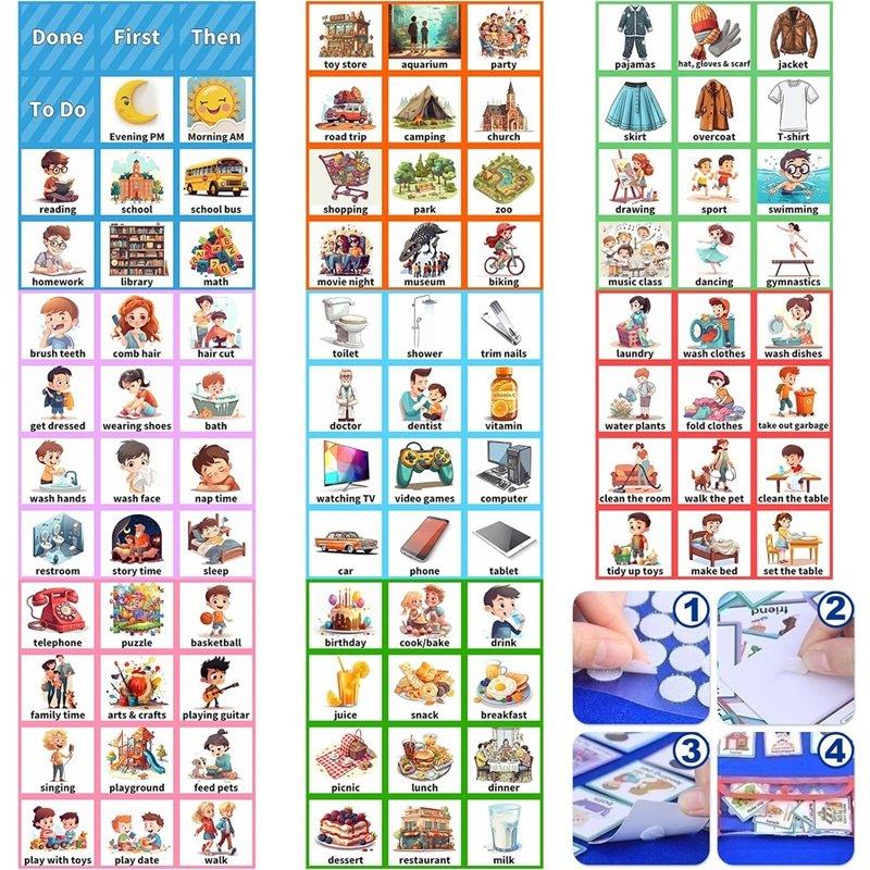 Визуальное расписание для детей, график распорядка дня с 96 карточками «Сейчас» и «Следующая доска», наглядные пособия для общения с аутизмом в раннем возрасте