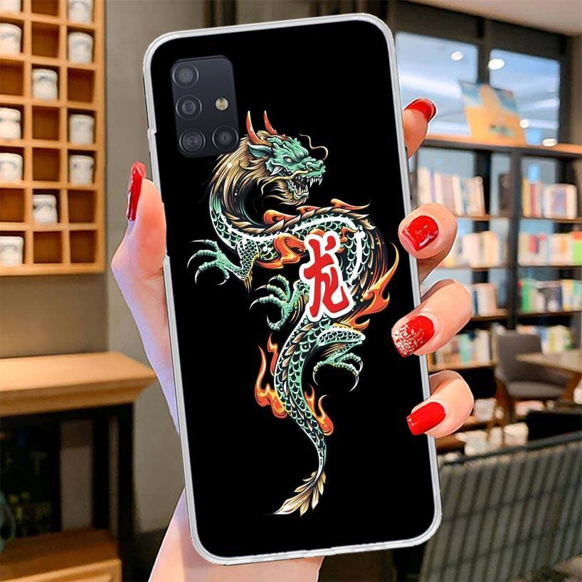 Asian Dragons Animal Tattoo Cover Phone Case For Samsung Galaxy A12 A22 A32 A52 A72 A02S Phone Case Note 20 Ultra 10 S10 Plus A5