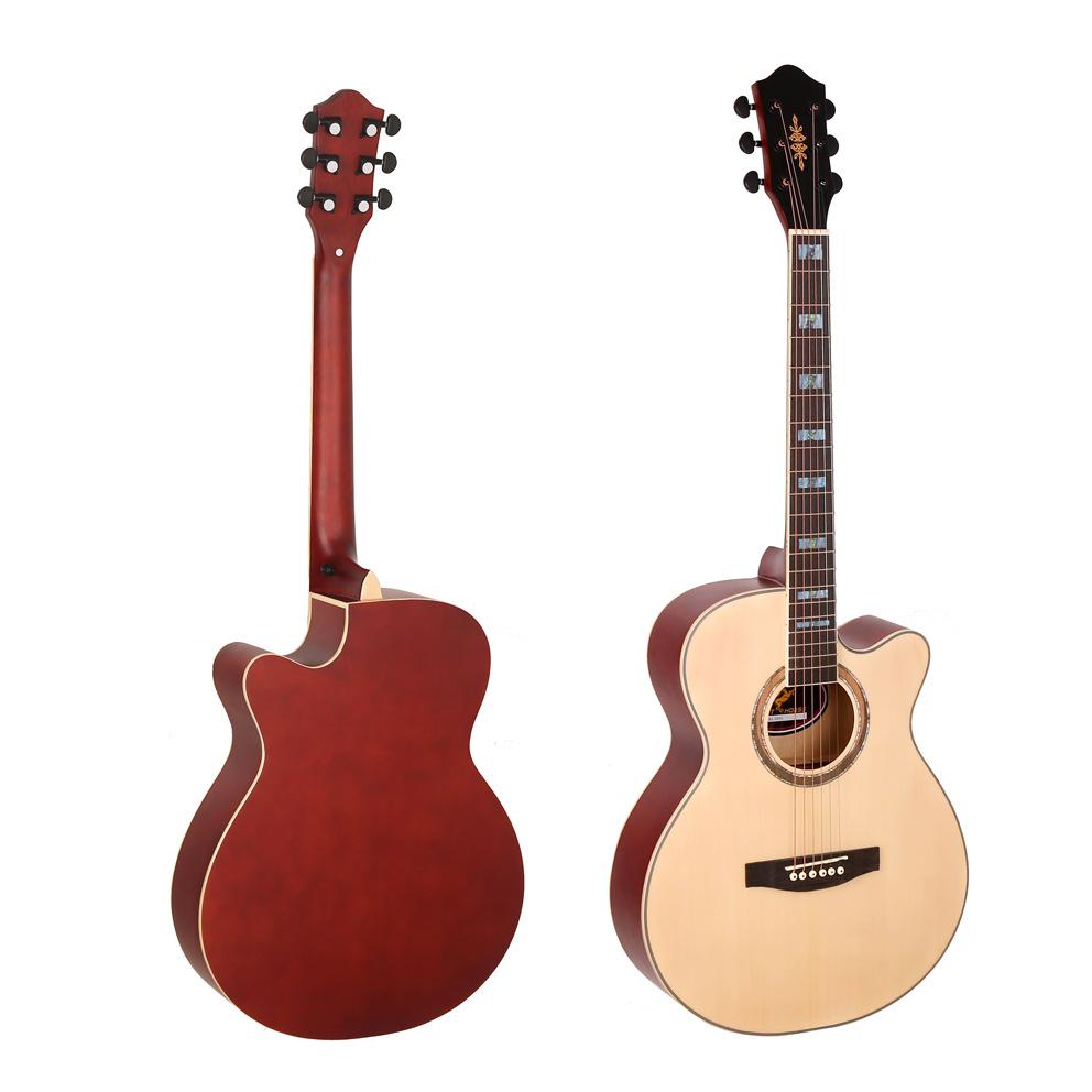 40-41 Inch Solid Wood Acoustic Guitar with Matte Finish and Low String Action