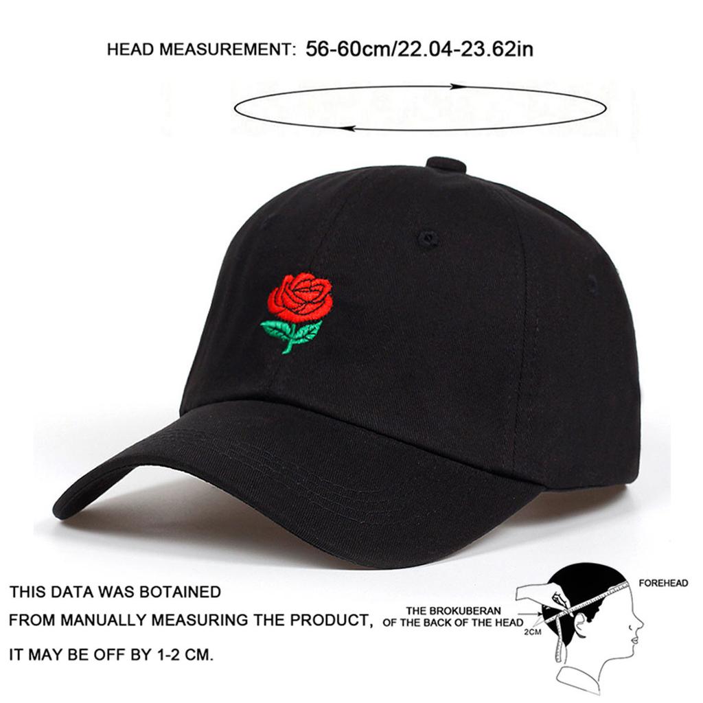 Unisex Rose Embroidery Baseball Caps Spring and Autumn Outdoor Adjustable Casual Hats Sunscreen Hat
